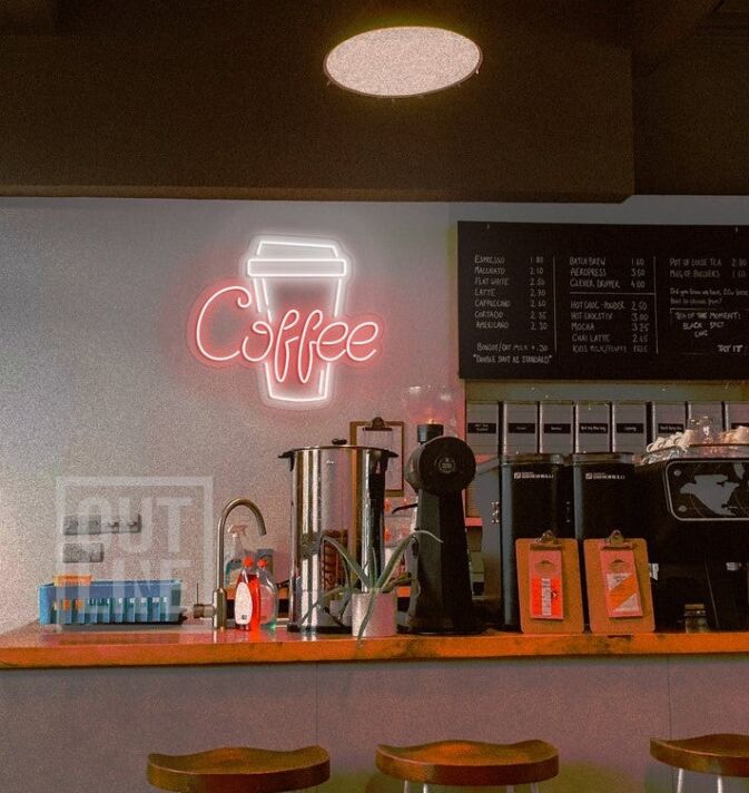 Kaffeebecher LED Neonschild für Café und Küche
