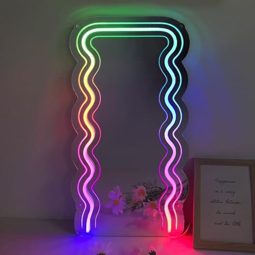 Spiegelrahmen mit Wellenmuster LED-Neonschild Wohnzimmer Schlafzimmer