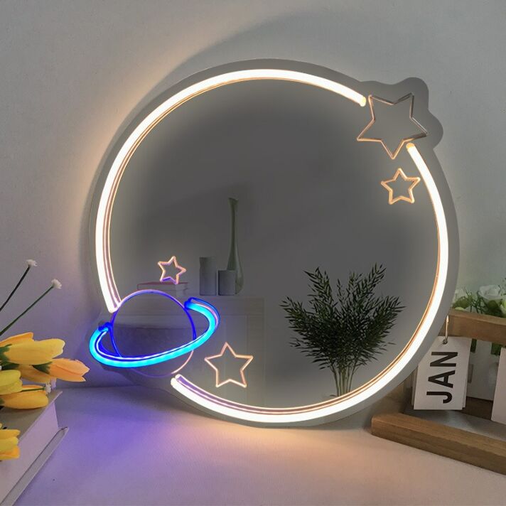 Planet mit Sternen LED-Neonschild Wohnzimmer Kinderzimmer