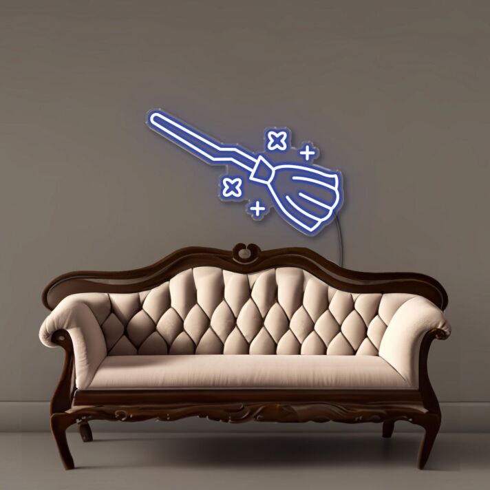 Hexenbesen mit Funken LED-Neonschild Wohnzimmer Halloweenparty