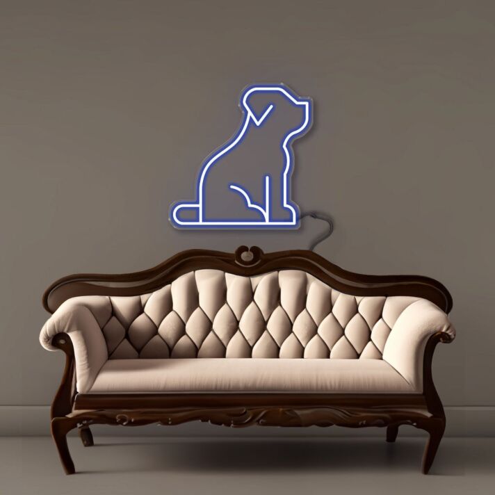 sitzender Hund LED-Neonschild Wohnzimmer