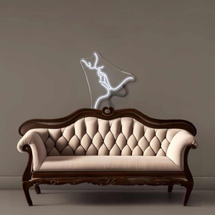 Kontur zweier sich küssender Gesichter LED-Neonschild Wohnzimmer Schlafzimmer