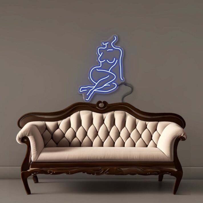 Sitzende Frau Silhouette LED-Neonschild Wohnzimmer Studio