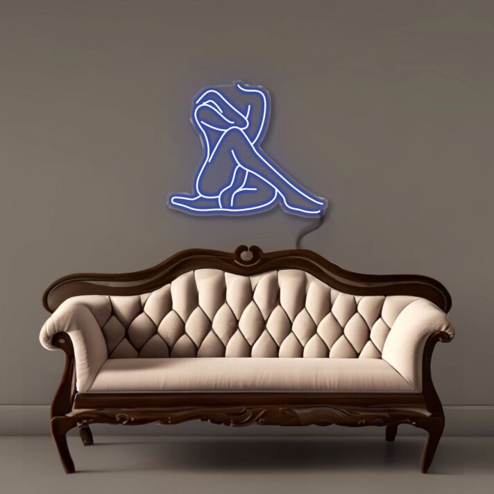 Sitzende Frau Silhouette LED-Neonschild Wohnzimmer Studio