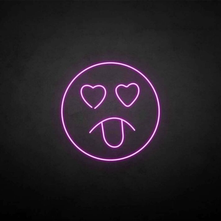 Emoji mit Herzaugen und herausgestreckter Zunge LED-Neonschild Bar Wohnzimmer