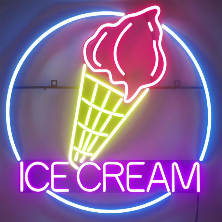 ICE CREAM LED-Neonschild mit Eistüten-Motiv