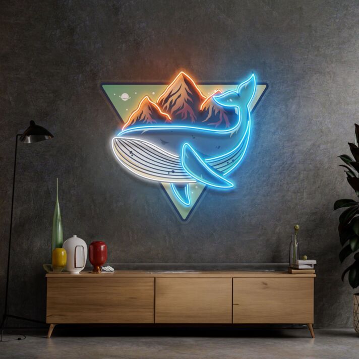 Wal mit Bergen LED-Neonschild Wohnzimmer Büro