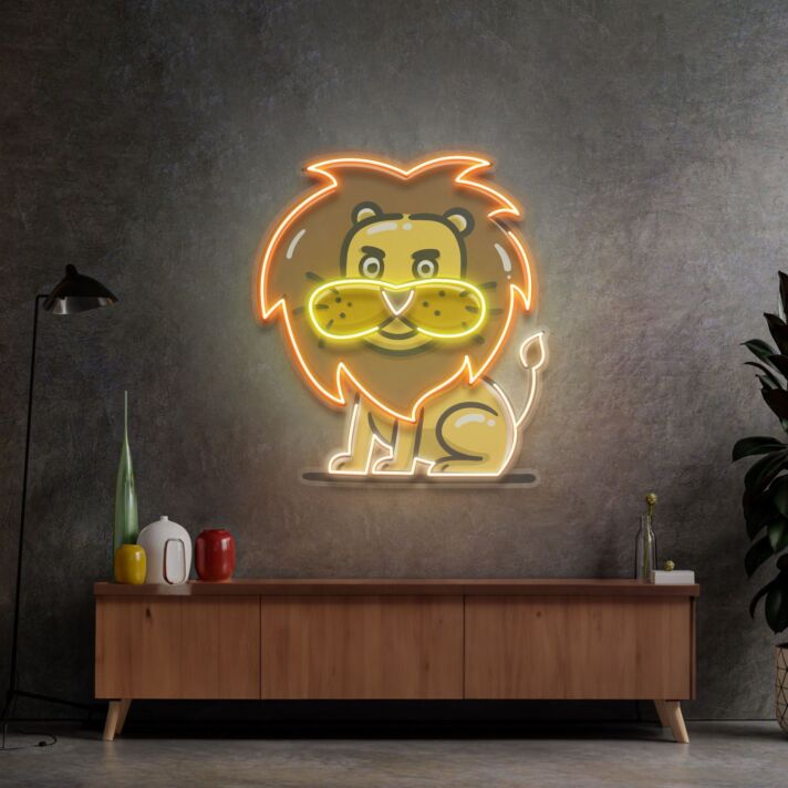 Löwe Illustration LED-Neonschild Wohnzimmer Kinderzimmer