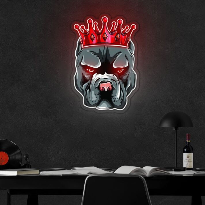 Hundekopf mit Krone LED-Neonschild Wohnzimmer Bar
