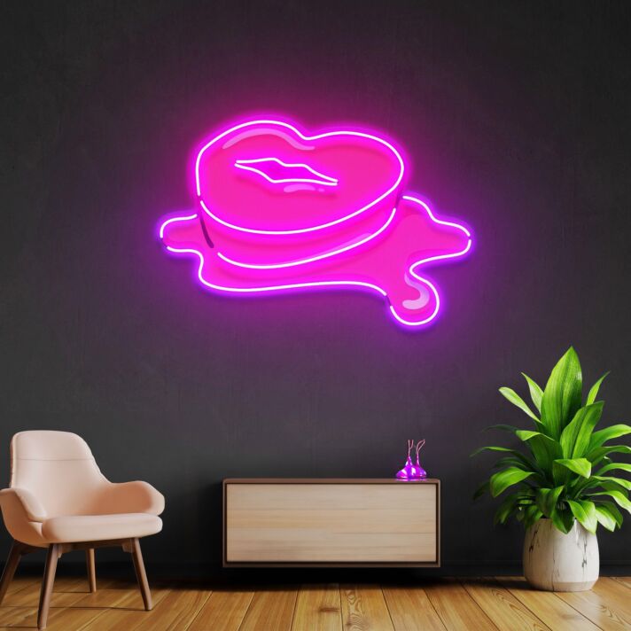 Schmelzendes Herz mit Lippenmotiv LED-Neonschild Wohnzimmer Schlafzimmer