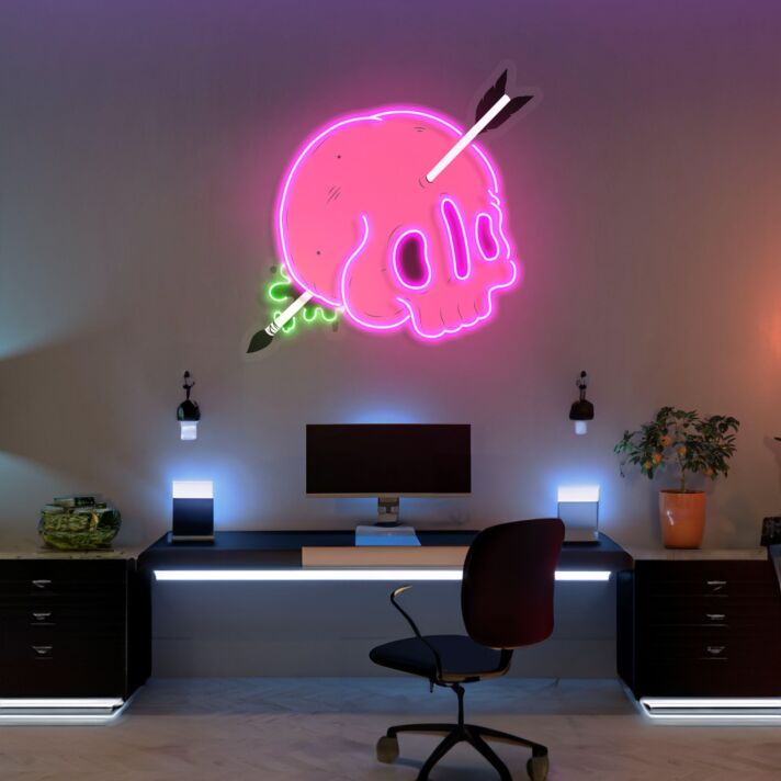Totenkopf mit Pfeil LED-Neonschild Home Office