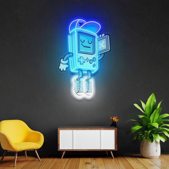 tragbare Spielkonsole Figur LED-Neonschild Gamingzimmer Wohnzimmer