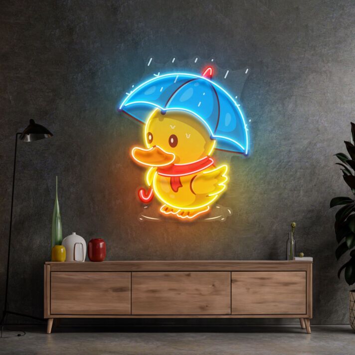 Ente mit Regenschirm LED-Neonschild Wohnzimmer Kinderzimmer