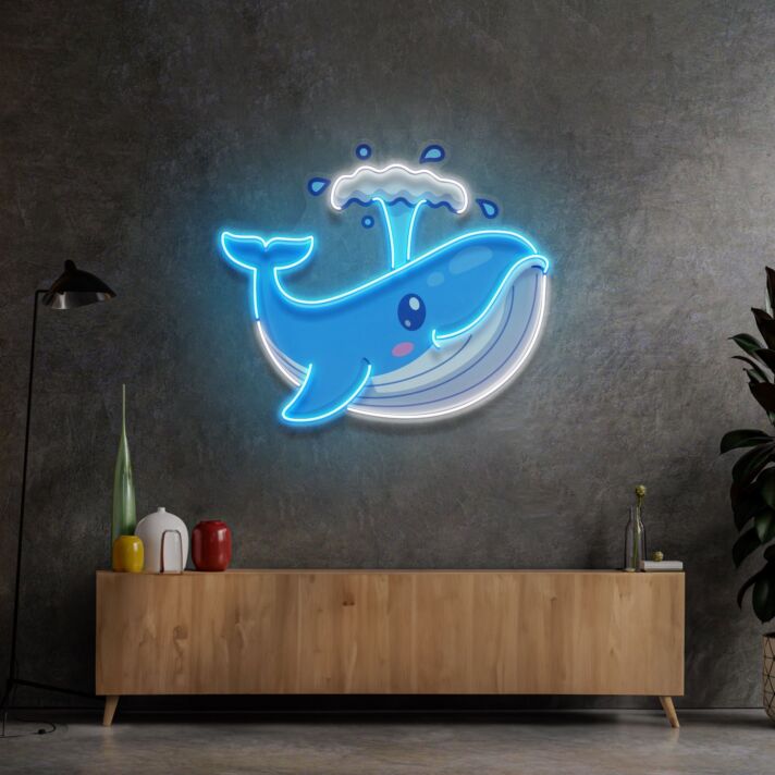 blauer Wal LED-Neonschild Wohnzimmer Kinderzimmer