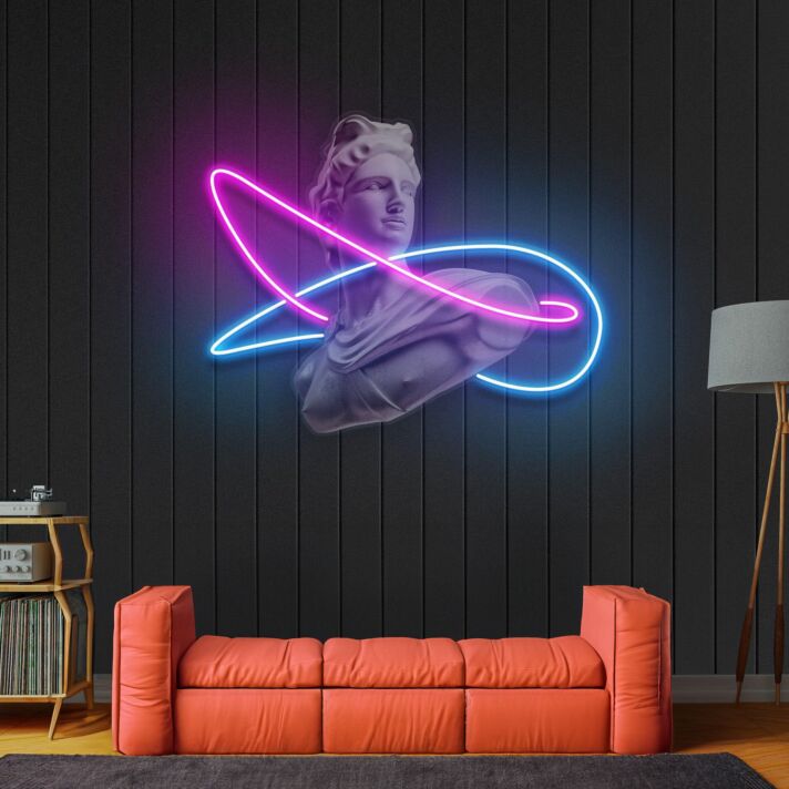 Klassische Büste mit Neonlinien LED-Neonschild Wohnzimmer Kunstgalerie