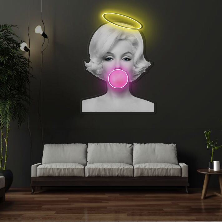 Frauenbüste mit Heiligenschein LED-Neonschild für Wohnzimmer Lounge