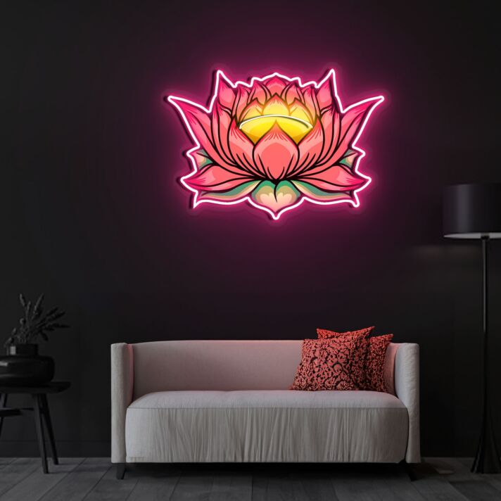 Lotusblume LED-Neonschild für Wohnzimmer Yoga Studio