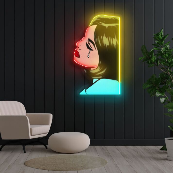 weinende Frau im Pop-Art Stil LED-Neonschild Wohnzimmer Kunstgalerie