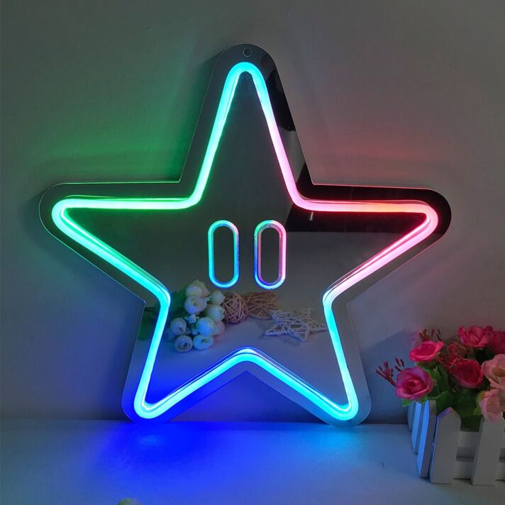 Sternsymbol mit Augen LED-Neonschild für Gamingzimmer Wohnzimmer