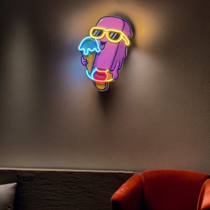 Eis am Stiel mit Sonnenbrille LED-Neonschild für Café Eisdiele
