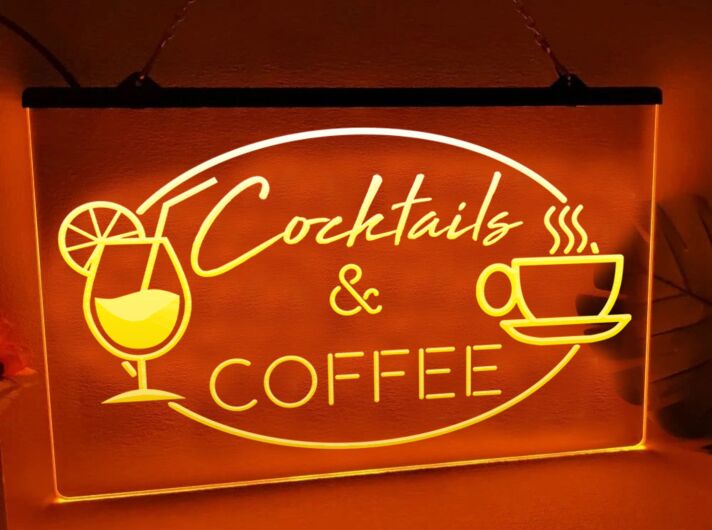 Cocktails & Coffee LED-Neonschild für Bar Café