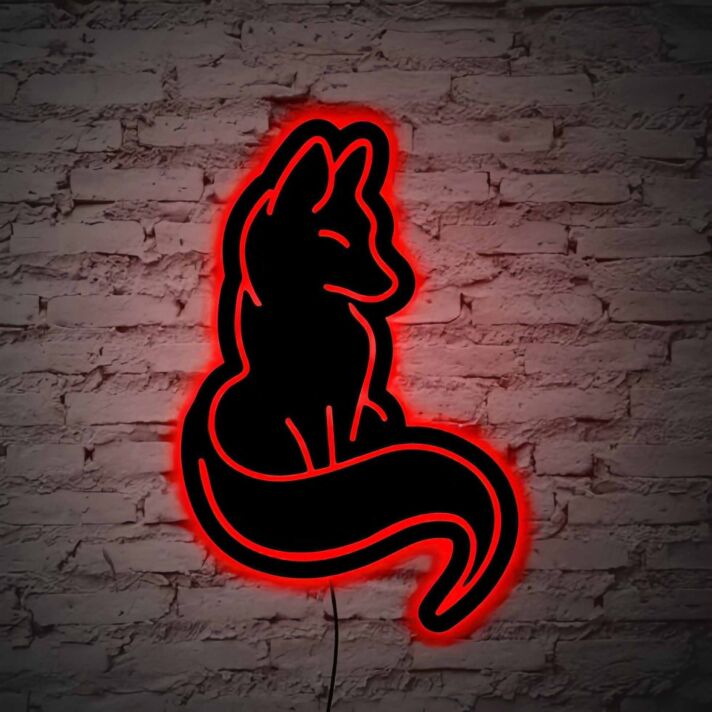 sitzender Fuchs LED-Neonschild Wohnzimmer Bar