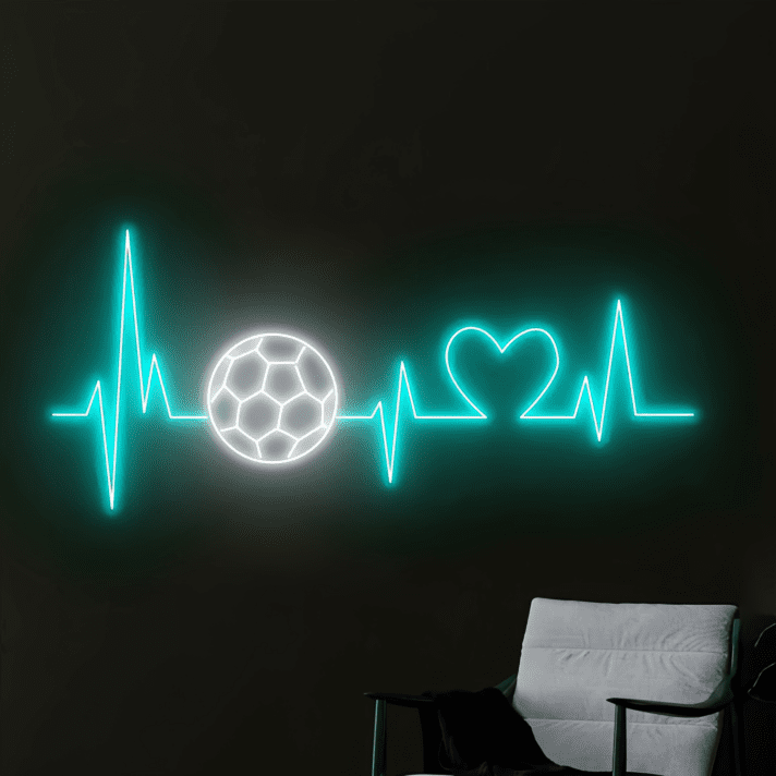 Fußball Herzschlag LED-Neonschild mit Ball-Motiv