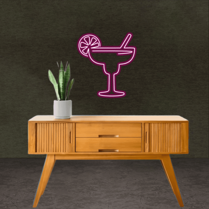 Cocktailglas mit Zitronenscheibe LED-Neonschild für Bar und Wohnzimmer