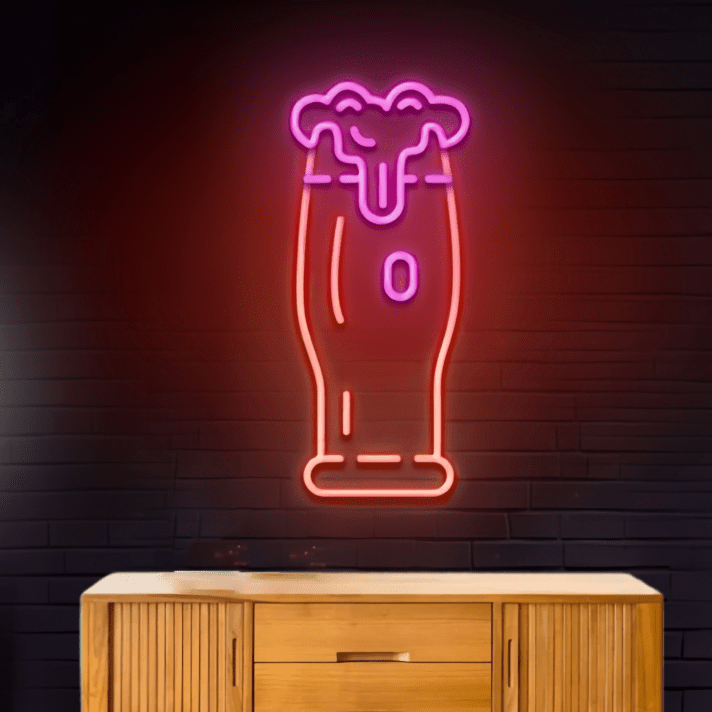 Bierglas mit Schaum LED-Neonschild für Bar und Kneipe