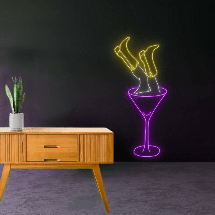 Cocktailglas mit Beinen LED-Neonschild für Bar Club