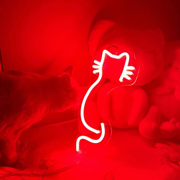 Katzen-Silhouette LED-Neonschild Wohnzimmer Schlafzimmer