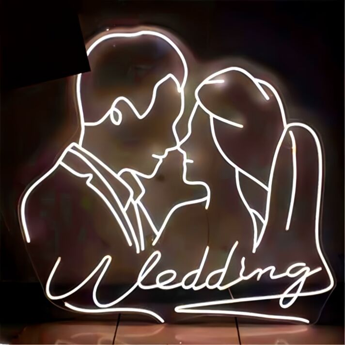 Wedding Neon LED Schild Brautpaar Silhouette