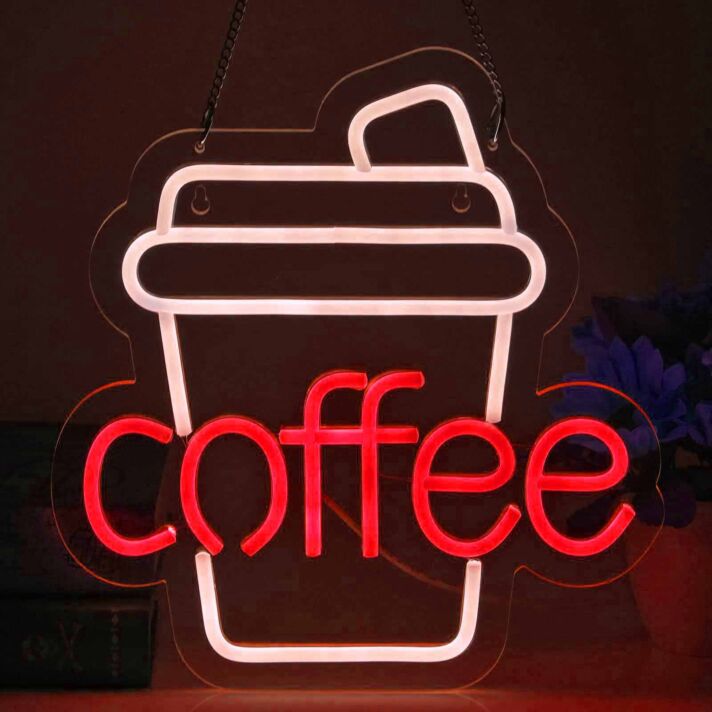 Coffee LED-Neonschild mit Kaffeebecher