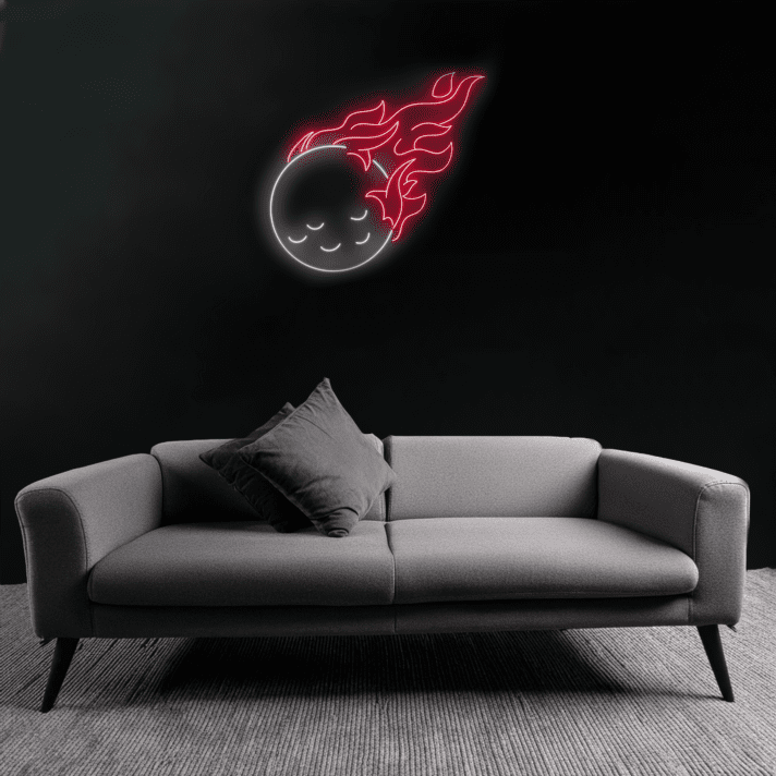 Abstraktes LED Neonschild im Kometen Design als moderne Wandbeleuchtung für Wohnzimmer Lounge Schlafzimmer oder kreative Räume