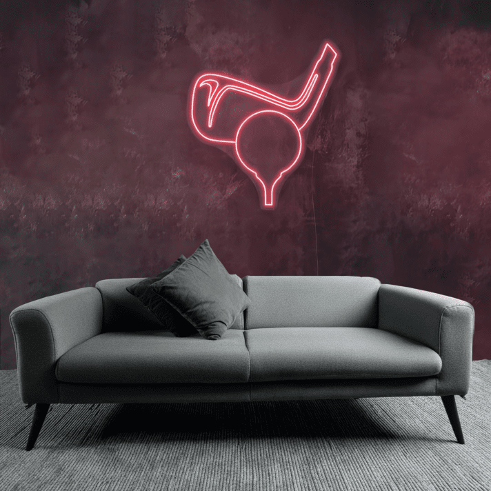 Golfball mit Schläger LED Neon Schild