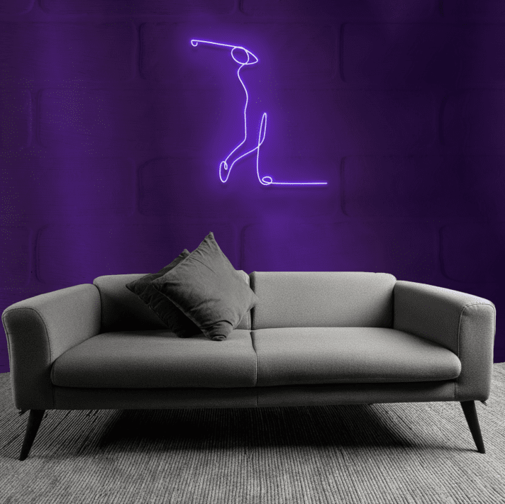 Abstrakter Golfschwung LED Neonschild – Line Art Golf Neon Sign