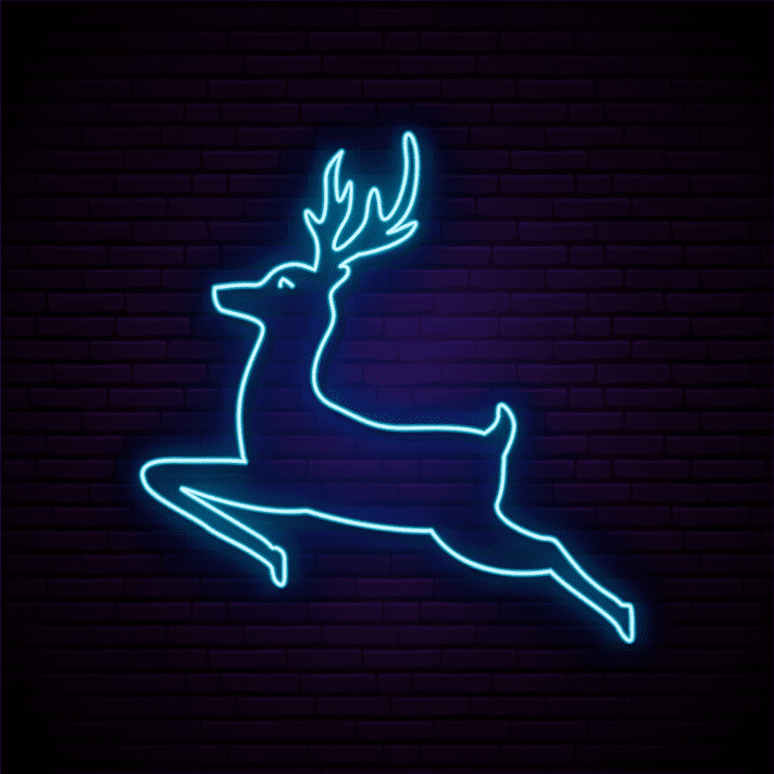 LED Neonschild springender Hirsch als moderne Wanddekoration