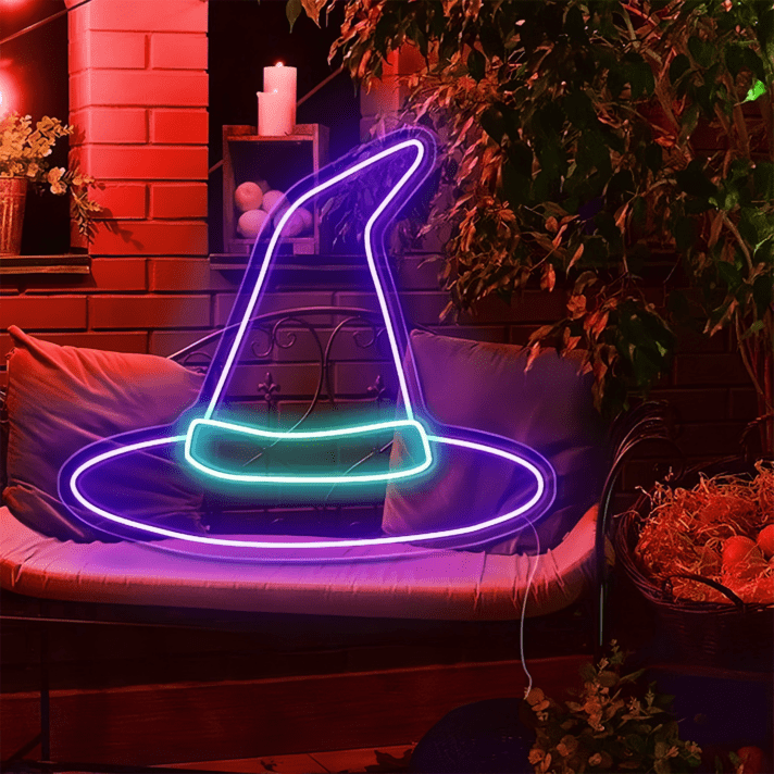 Hexenhut LED-Neonschild für Halloween Party