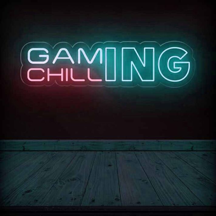 GAMING CHILLING LED-Neonschild für Gamingzimmer und Wohnzimmer