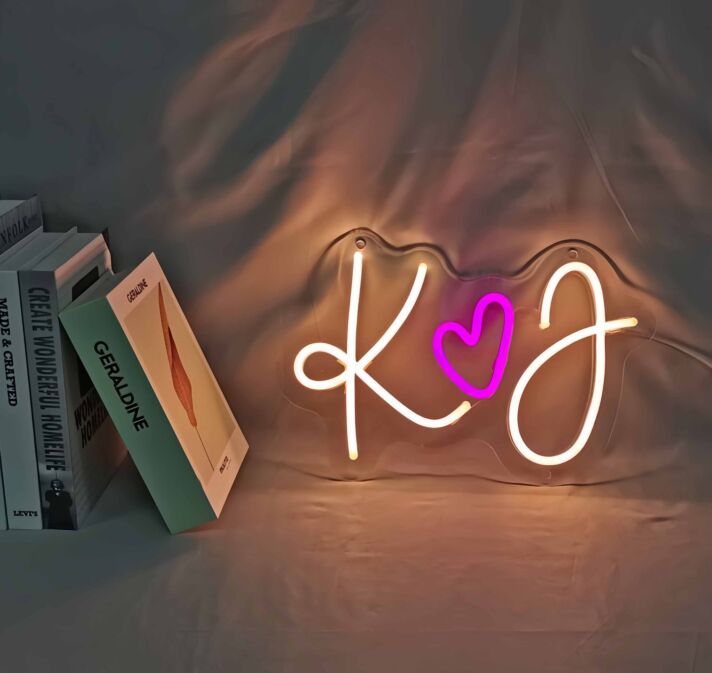 K♡J LED-Neonschild für Hochzeit oder Schlafzimmer