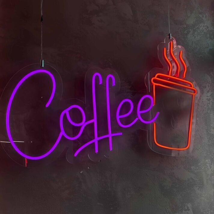 Kaffeebecher mit Dampf LED Neonschild für Café und Küche