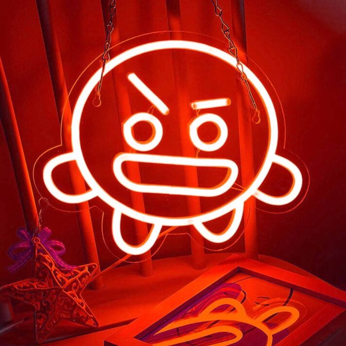 wütendes Emoji Gesicht LED-Neonschild für Gaming Zimmer