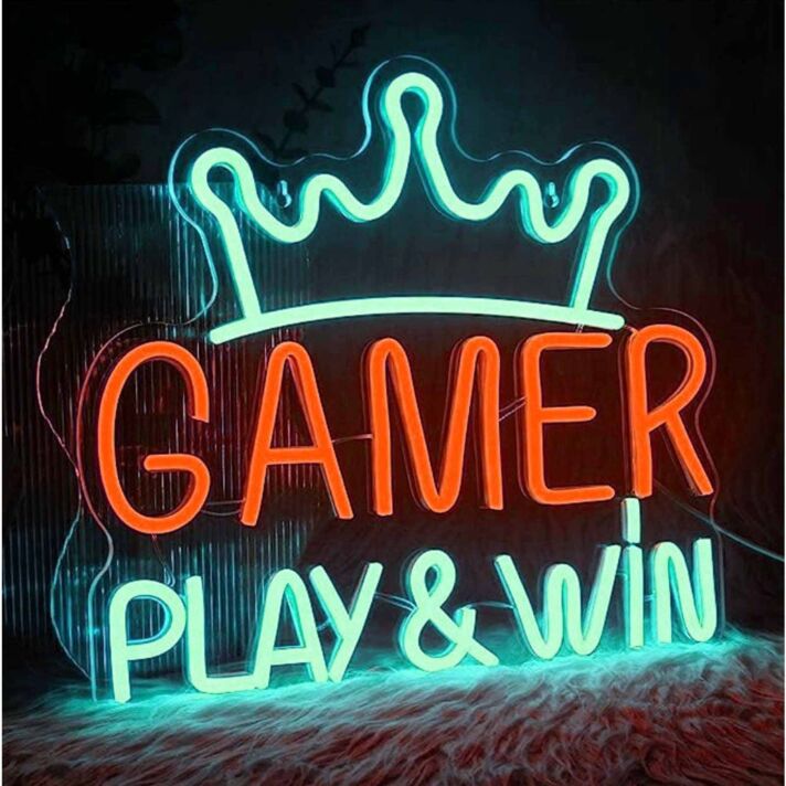 GAMER PLAY & WIN LED-Neonschild für Gamingzimmer