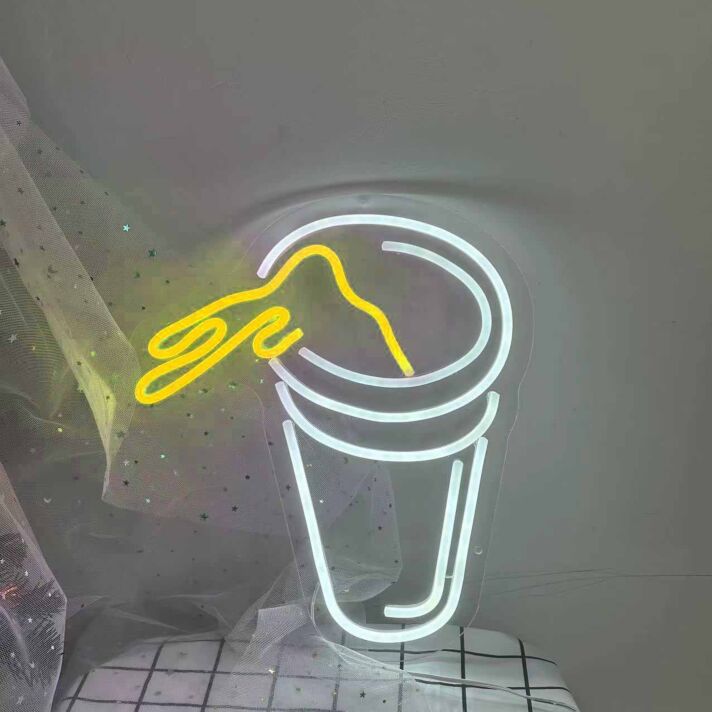 Becher mit Getränk LED-Neonschild für Café Bar