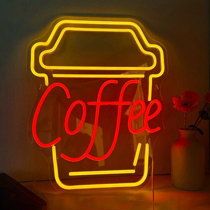 Kaffeebecher LED Neonschild für Café und Küche