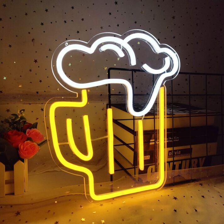 Bierglas mit Schaum LED-Neonschild für Bar Küche