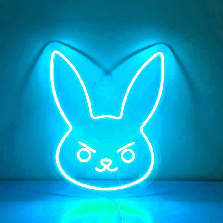 Hasengesicht mit strengem Ausdruck LED-Neonschild Wohnzimmer Kinderzimmer