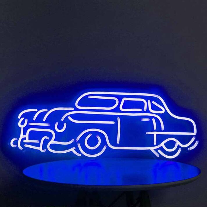 Klassisches Auto mit Wohnanhänger LED Neonschild Wanddekoration