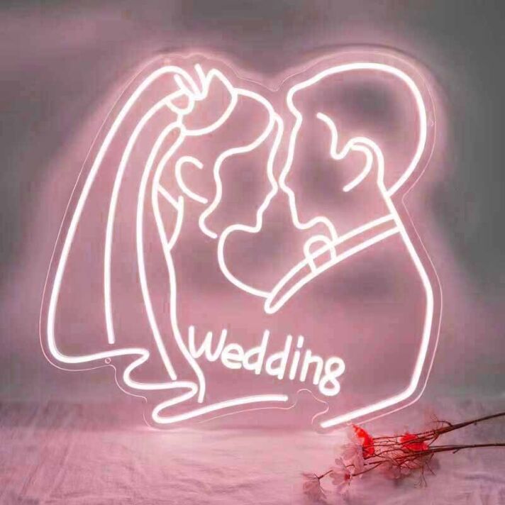 Hochzeitspaar LED Neonschild als romantische Wanddekoration