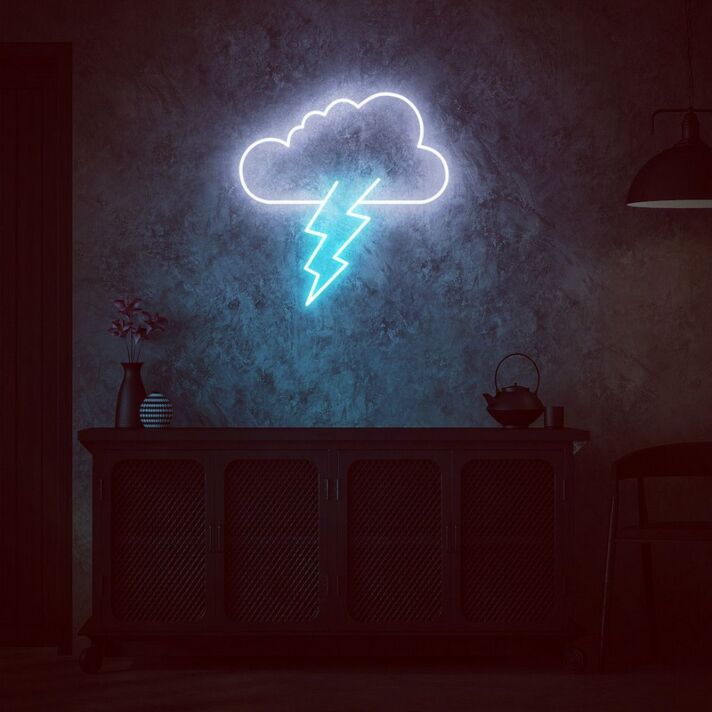 Gewitterwolke mit Blitz LED-Neonschild für Wohnzimmer oder Bar